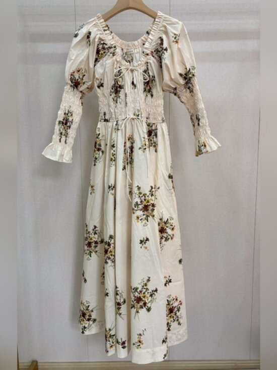 DOEN Kaira shirred floral-print organic cotton-poplin midi dress - Picture 8 of 14